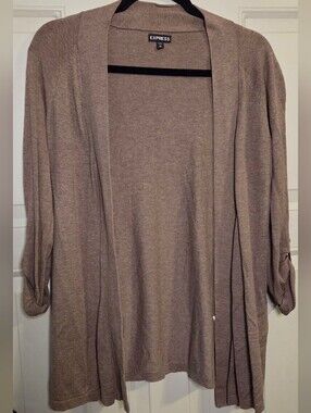 Express Taupe Open-Front Cardigan Sweater - Neutral Brown Tone